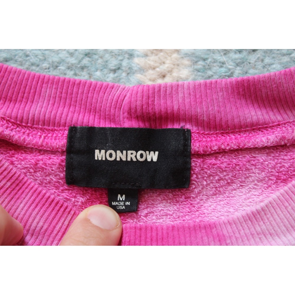 Monrow M Pink Tie Dye Sweatshirt Crewneck Long Sleeve French Terry - Picture 7 of 11